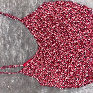 red floral crop top